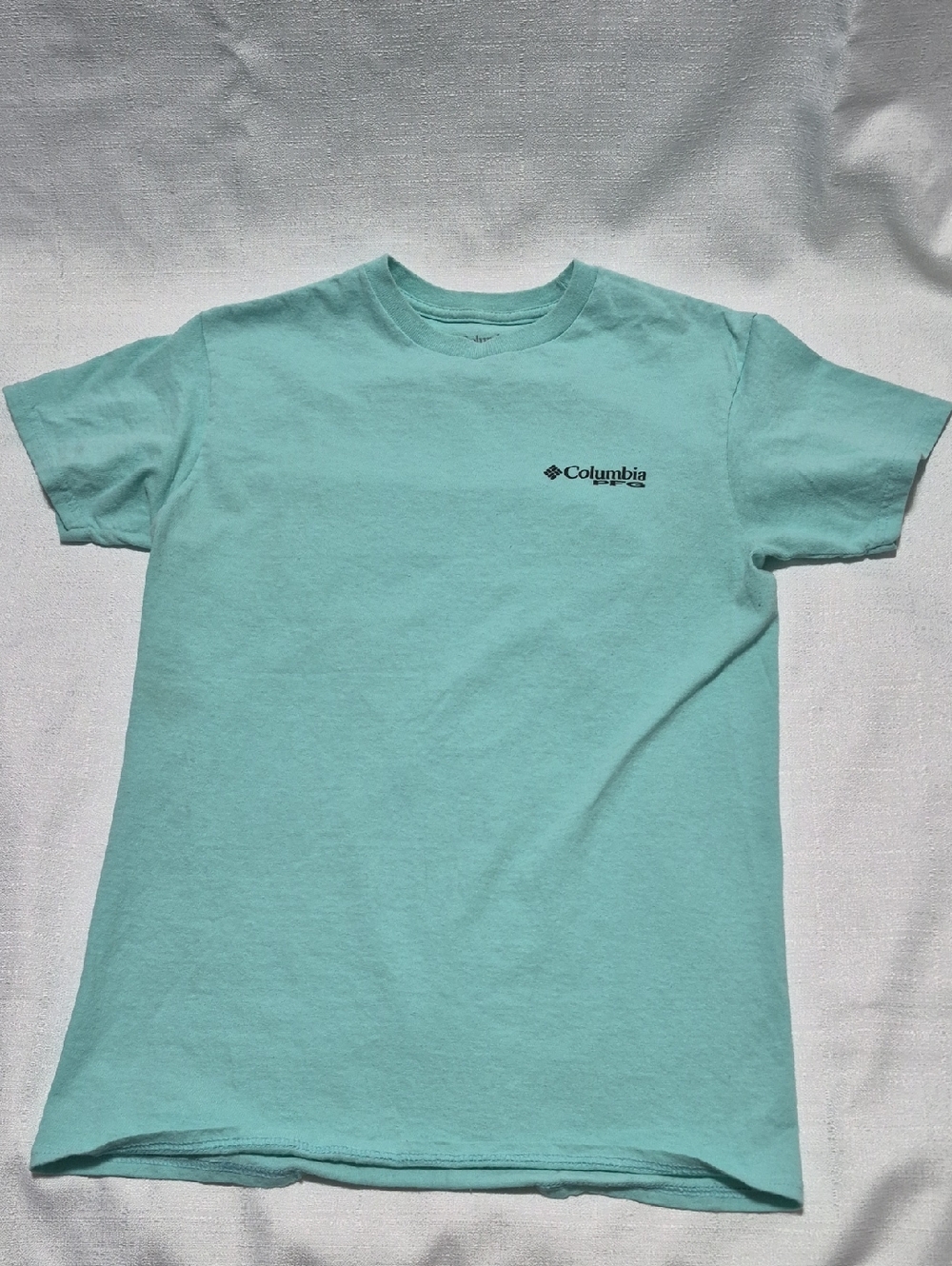 Columbia PFG Seafoam Green Blue Fishing Short Sleeve Tee Mens Size Small